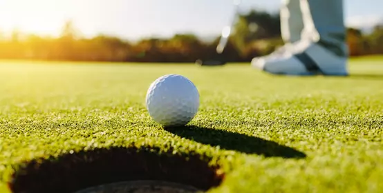 Professional golfer putting ball