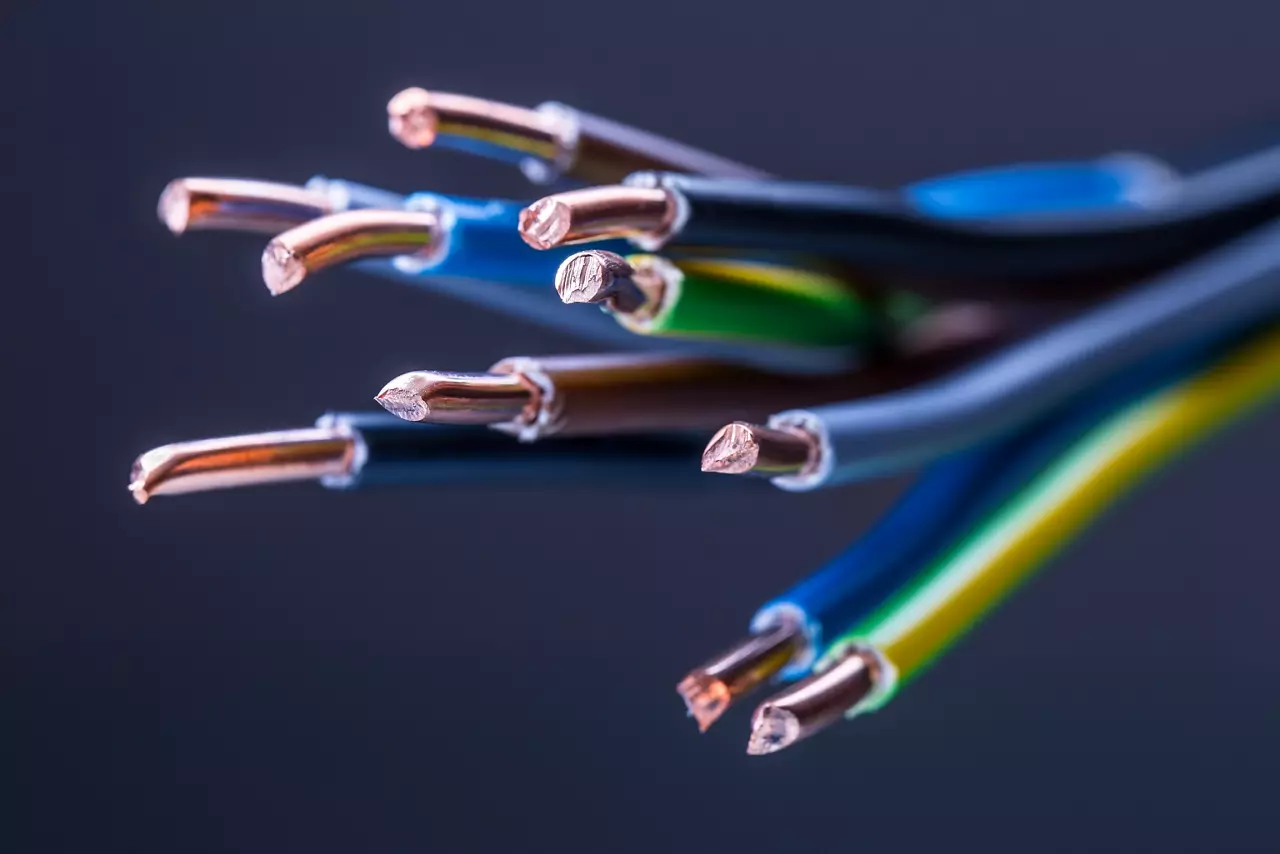 Group of colored electrical cables