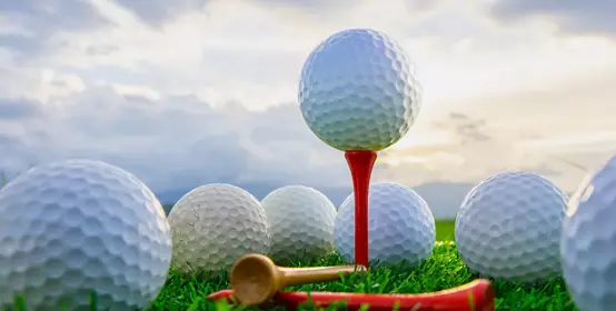 closeup the golf ball on tee