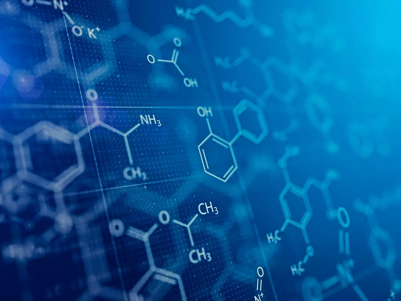 化学和医学抽象蓝色背景 . 3d 渲染