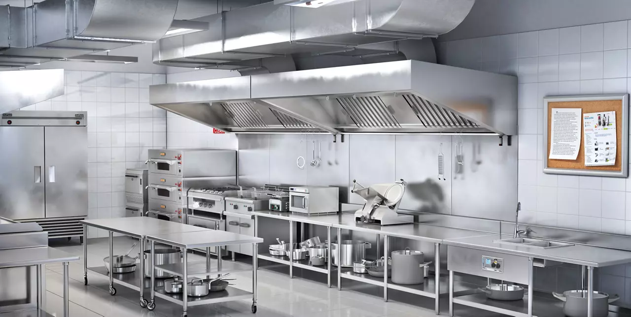 Industrial kitchen. Restaurant kitchen. 3d illustration
