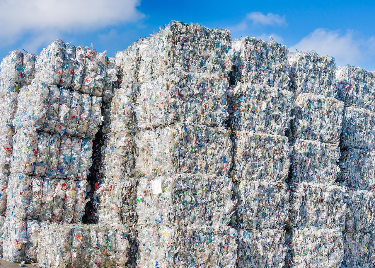 Bundles of plastic for recycling