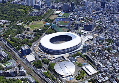 Japan National Stadium viewed from the air
