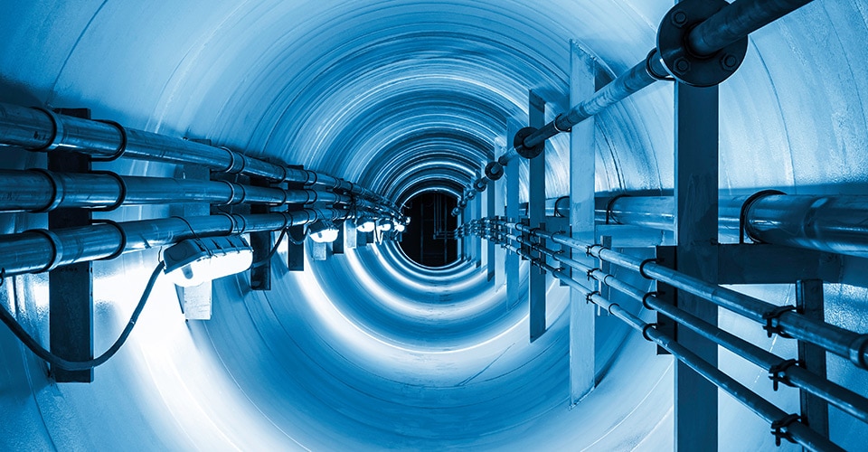 cabling inside of a large pipe