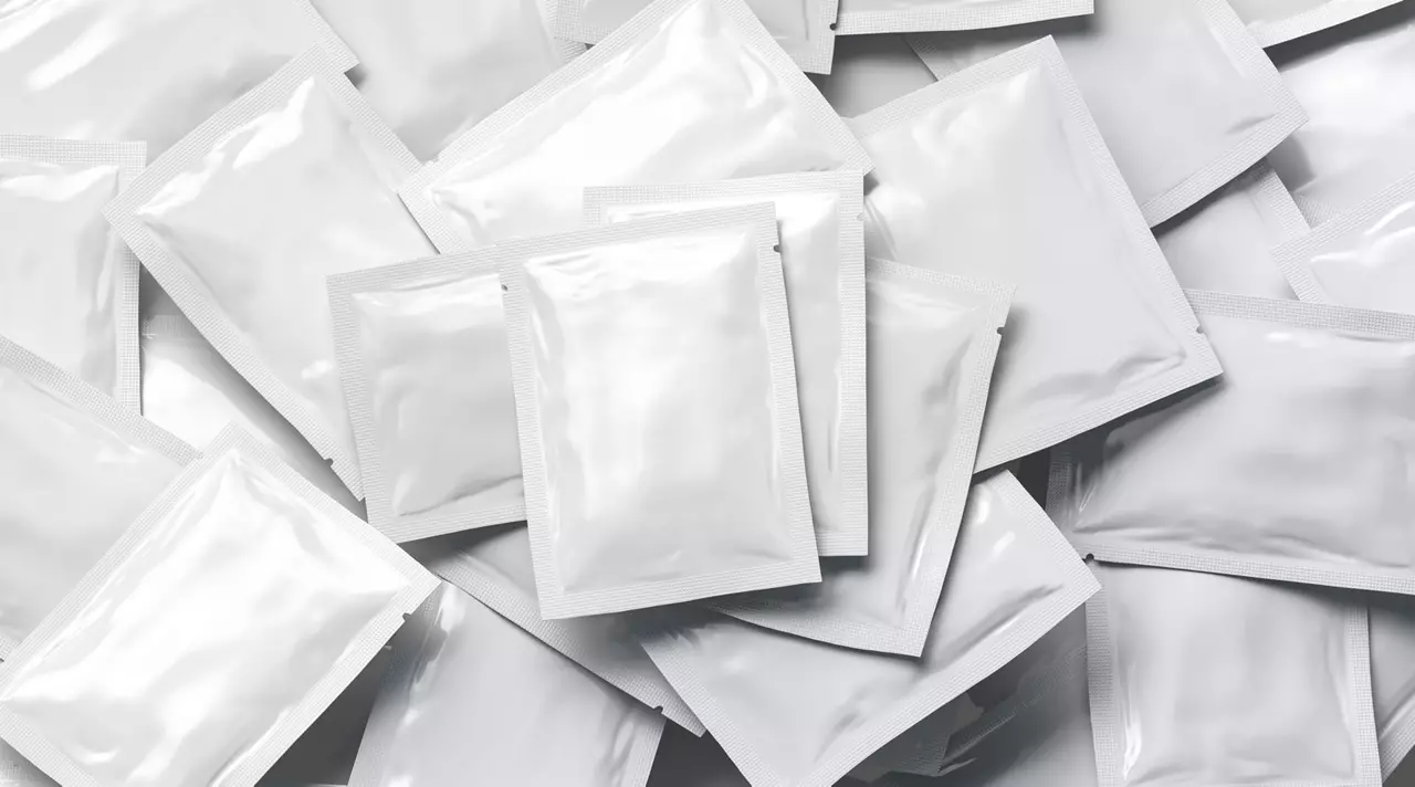 Blank white sachet packet stack mock up