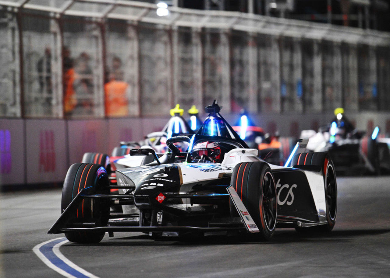 Dow Jaguar TCS race car on the race track